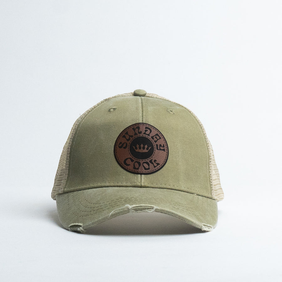 Sunday Cool Crown Leatherette Distressed Snapback