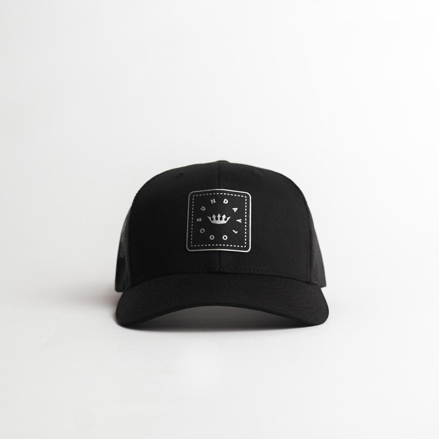 Sunday Cool Crown Leatherette Snapback | Black/Black